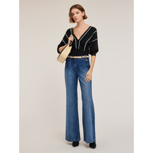 Motivi - Vaqueros acampanados en mezcla de TENCEL™ con raya planchada - Azul