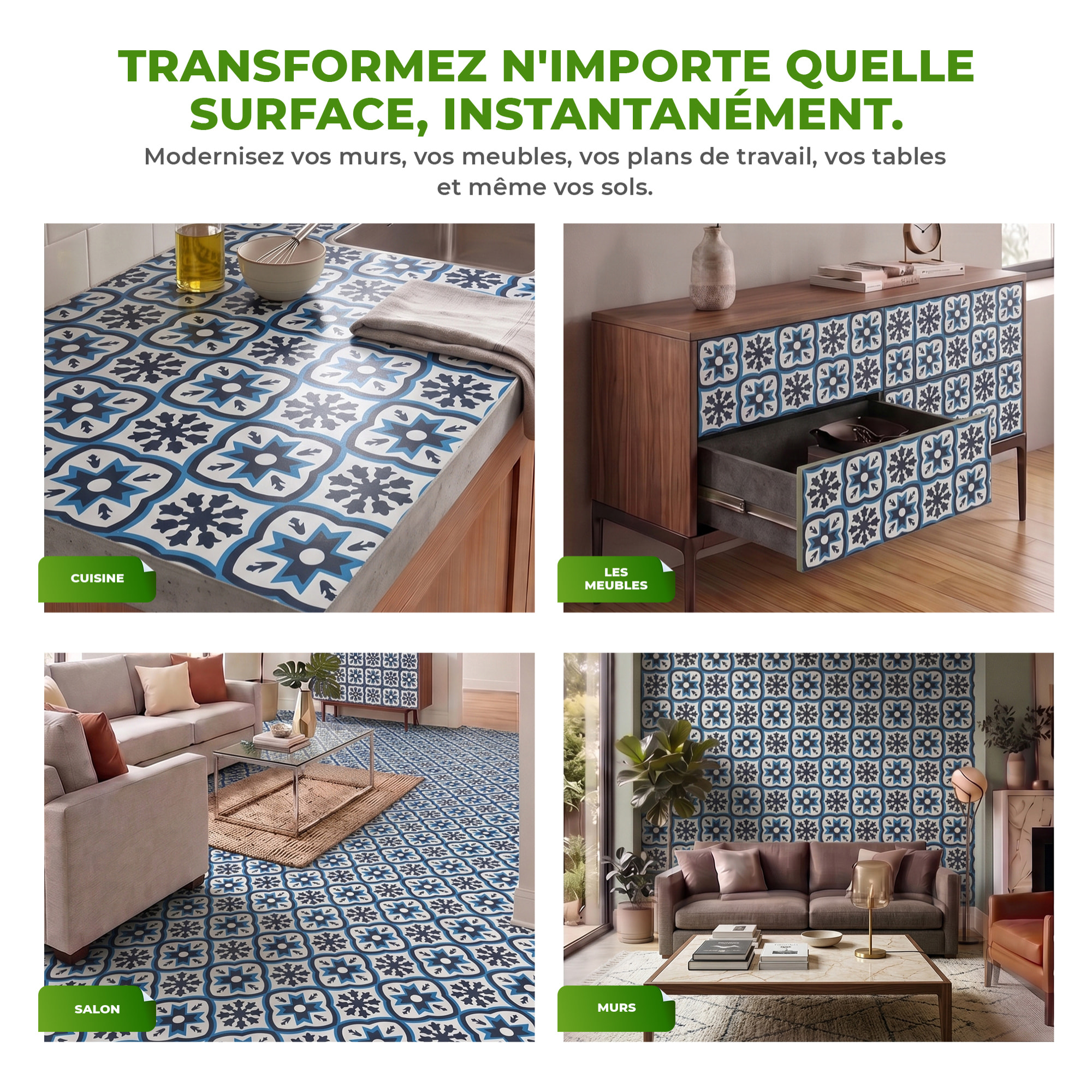 Sticker Sol avec laminat de Protection en Plastique Anti-dérapant | Stickers adhésif Sol - CARRELAGES SOL ODILLA - 1 sticker