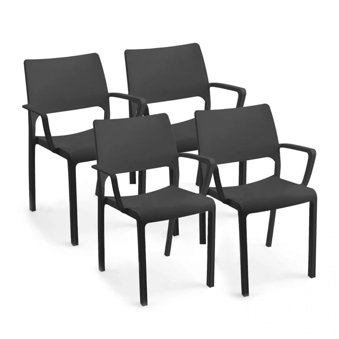 Pack 4 sillas de exterior Ocean Antracita