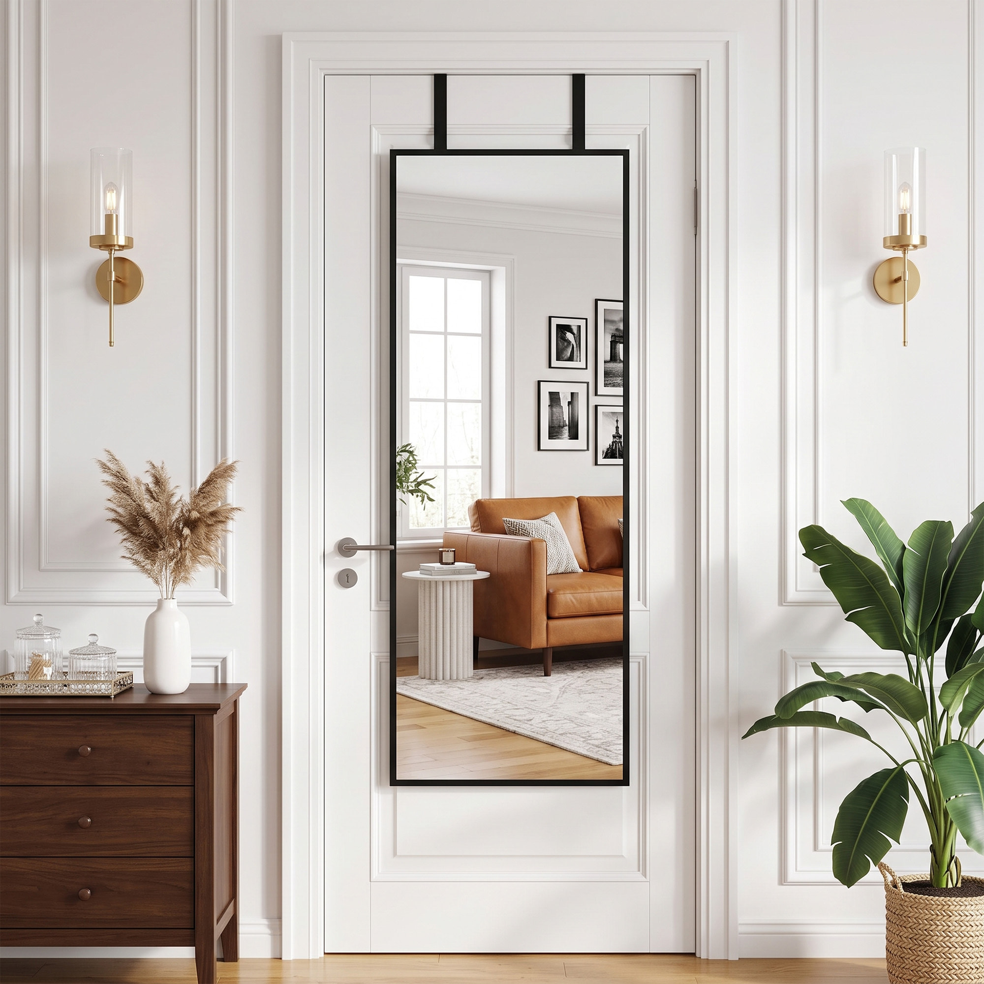 Miroir mural rectangulaire 110x40cm alu noir