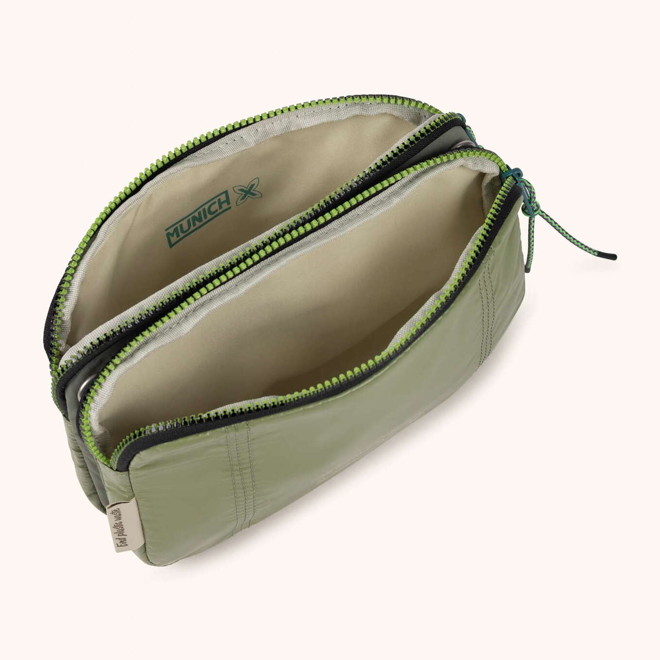 Bolso Bandolera Doble en Poliamida Reciclada DEEP RECYCLED CROSSBODY DOUBLE KHAKI