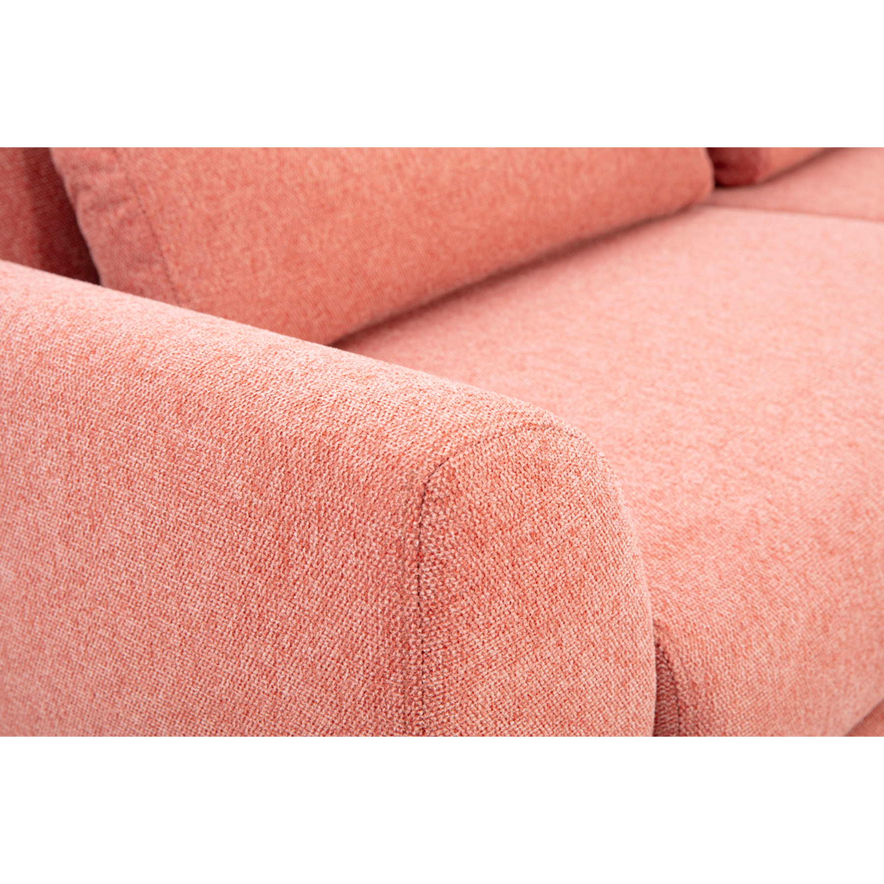 Canapé scandinave 3 places en tissu effet velours texturé terracotta et bois clair EKTOR