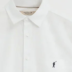 Camisa cotolino blanca de manga corta y corte regular con logo Rigby Go