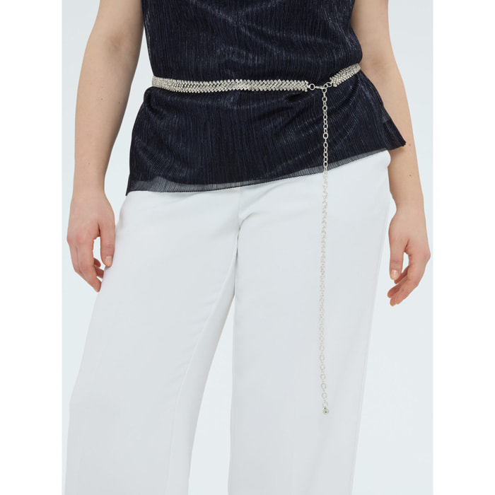 Fiorella Rubino - Cintura a catena con applicazioni crystal - Argento