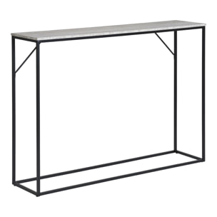 Consolle Vita effetto travertino con ripiano e telaio in metallo nero 110x26x80 cm