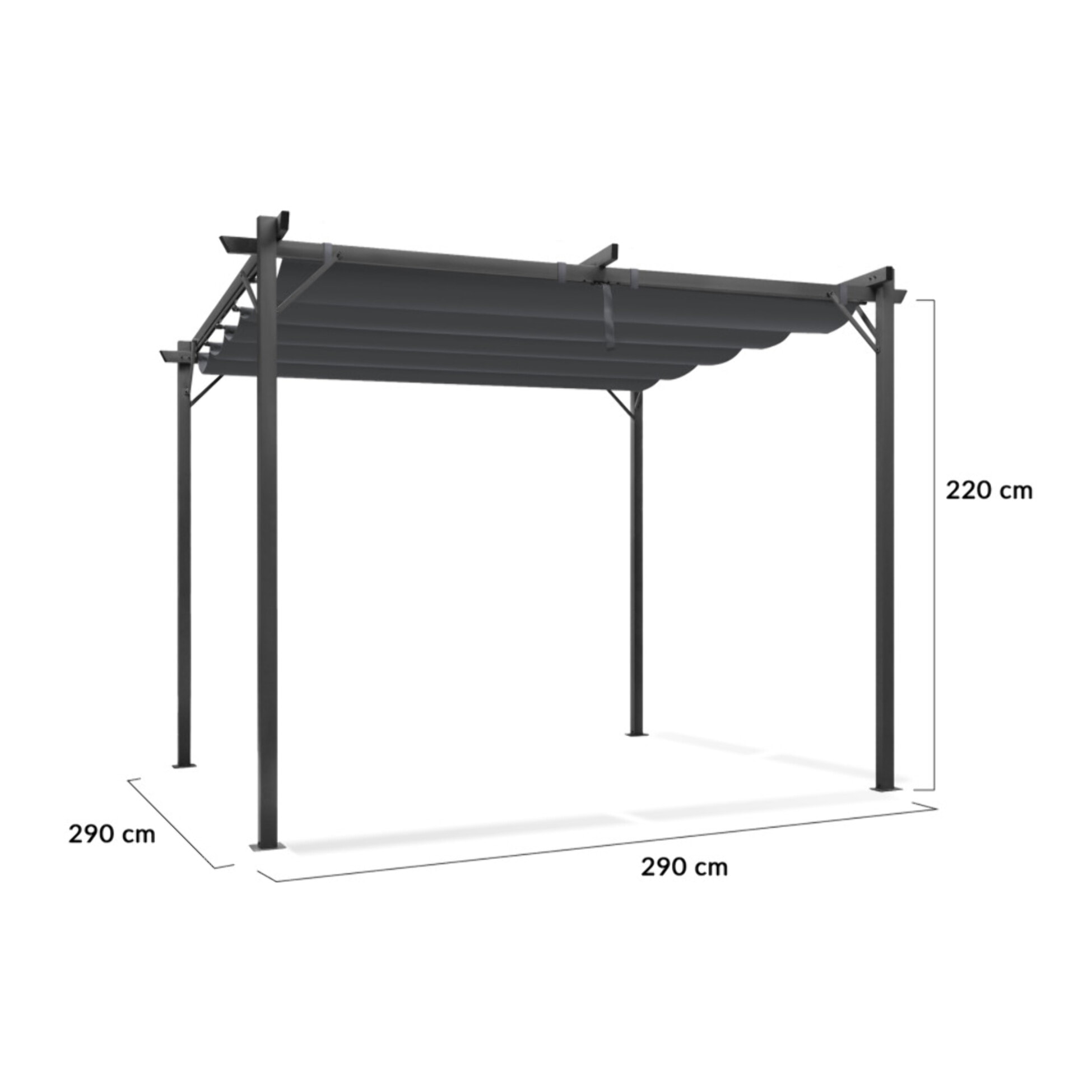 Pergola Marina en acier et toit rétractable gris 3x3m