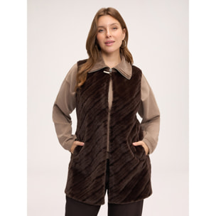 Fiorella Rubino - Gilet lungo in peluches - Marrone