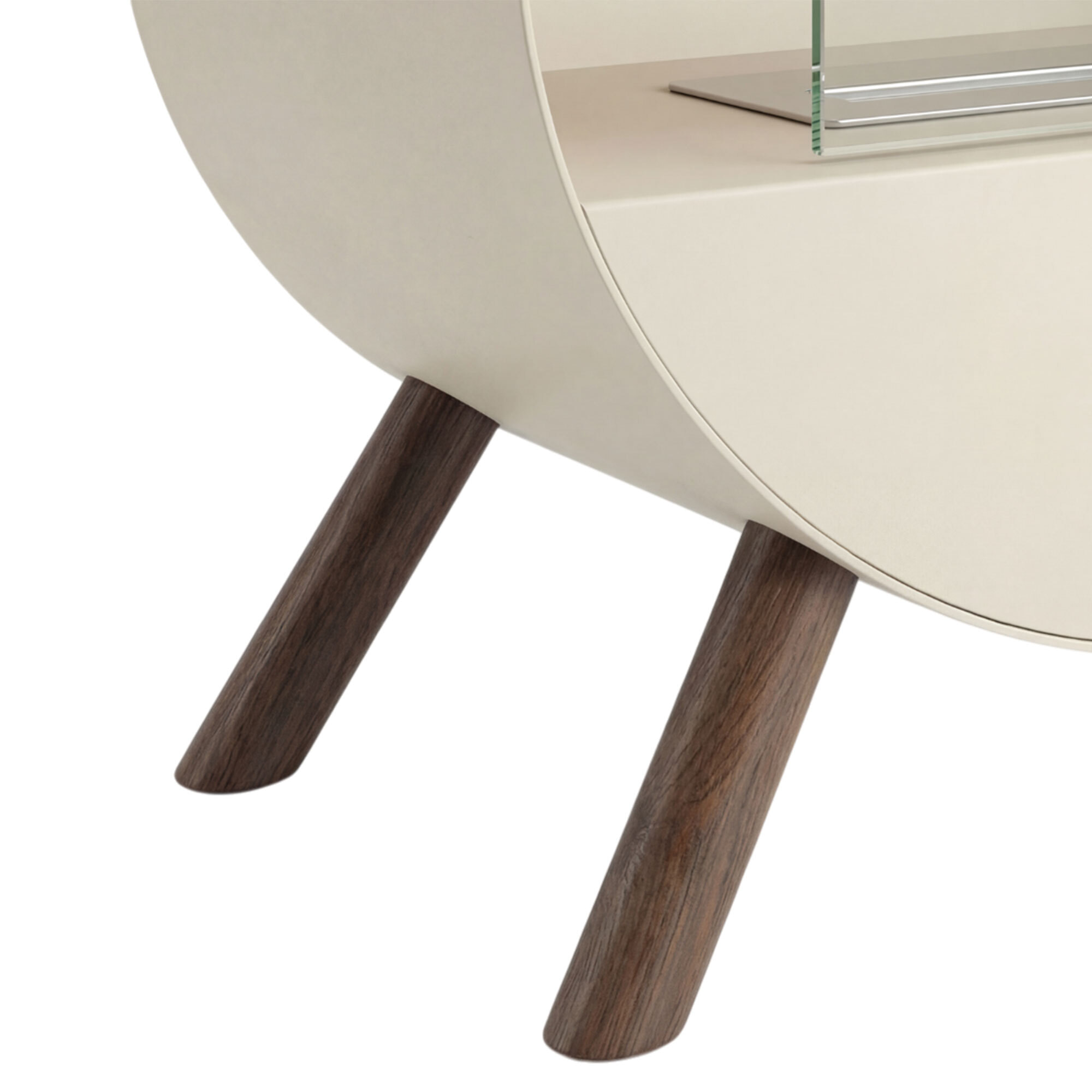 Venere - Camino a Bioetanolo da Pavimento 60x72x30 cm con Bruciatore 1 Litro e Piedi in Legno di Pino Tortora