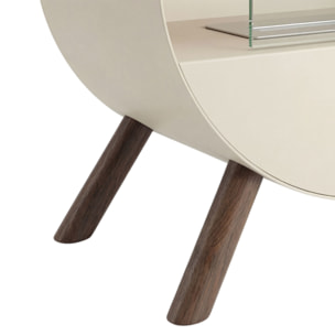 Venere - Camino a Bioetanolo da Pavimento 60x72x30 cm con Bruciatore 1 Litro e Piedi in Legno di Pino Tortora