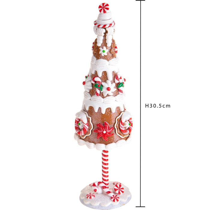 Albero Ginger Bread. Altezza 30,5 Cm - Pezzi 1 - 9X30,5X9cm - Colore: Rosso - Bianchi Dino - Articoli Natalizi