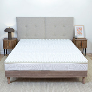 Surmatelas Nuage, 4 cm, Mémoire de Forme Haute Densité, 7 Zones de Confort, Bonne Indépendance de Couchage, Fabrication Française
