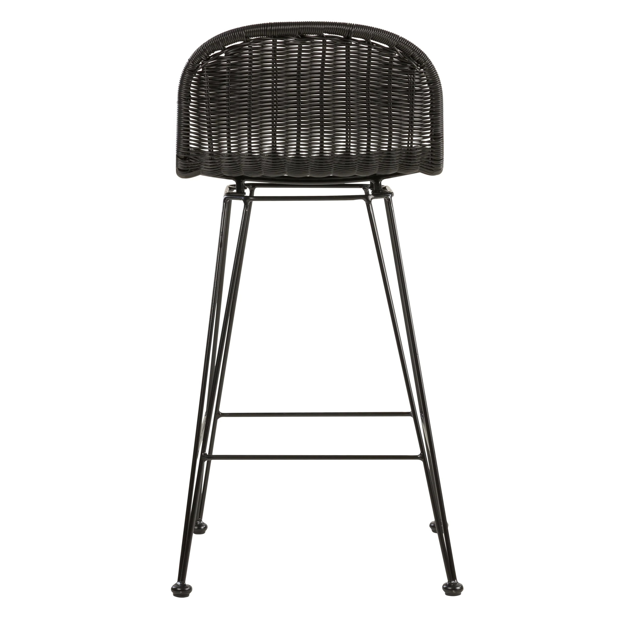 Lot de 2 chaises de bar mi-hauteur 63 cm en résine tressée noire - Jigani