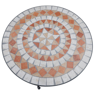 Mesa de Jardín Mesa Mosaico Cerámica y Redonda Mesita de Café Terraza 60x71cm