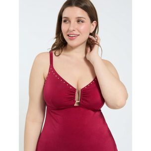 Fiorella Rubino - Top Tankini con motivo dorato e cut out - Rosso