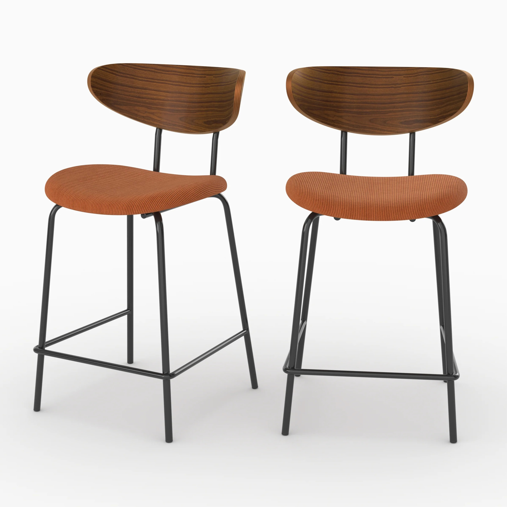Lot de 2 chaises pour îlot central, velours côtelé terracotta 64.5 cm - Jade