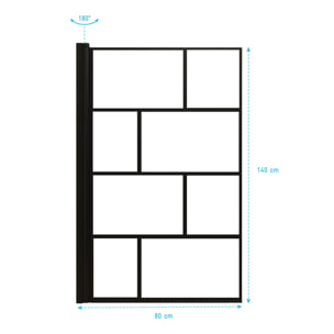 Pare baignoire rabattable 80x140 cm sérigraphie noir - Verre Anticalcaire - BLOCKS SCREEN