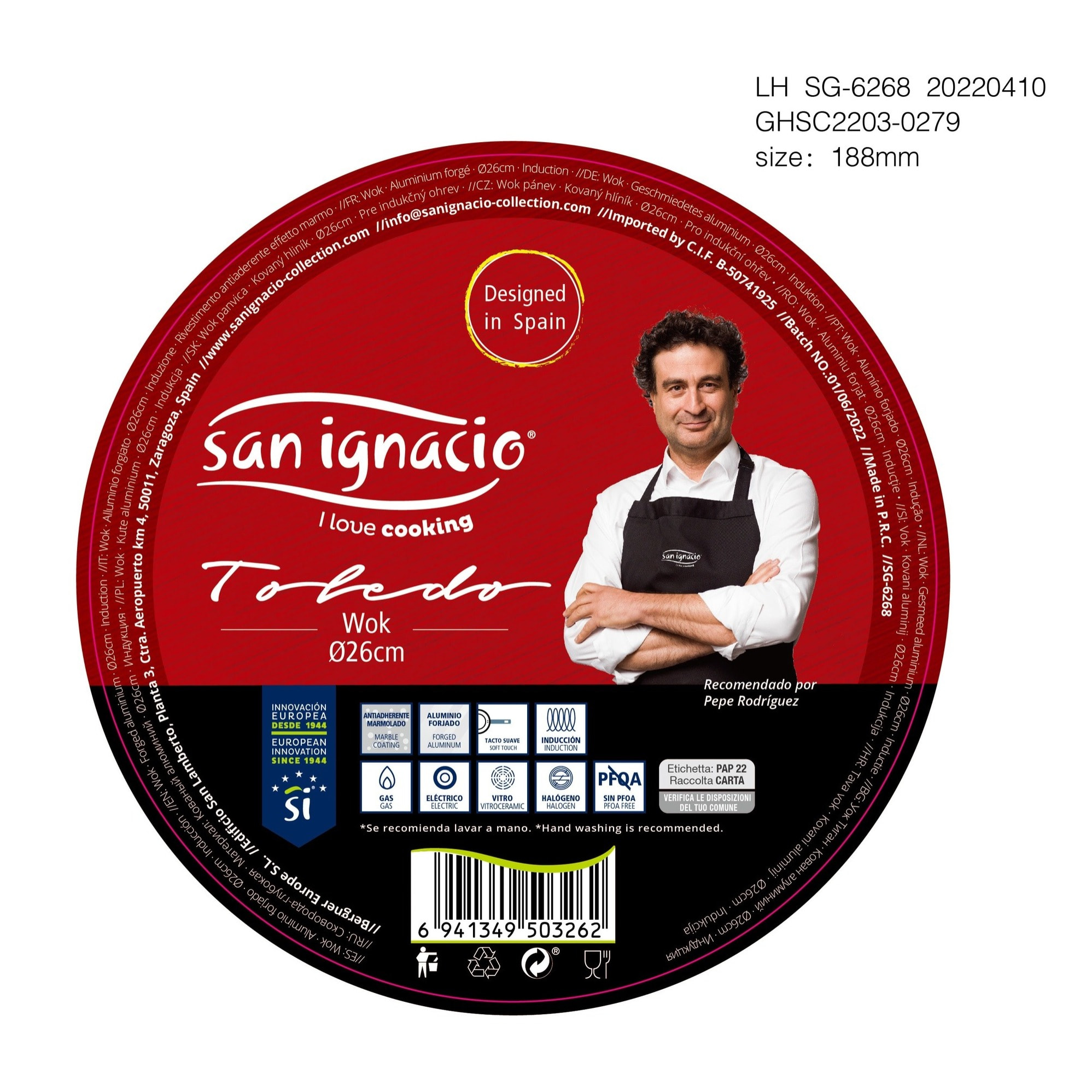 Wok 26cm al, revestimiento marble, Toledo de San Ignacio