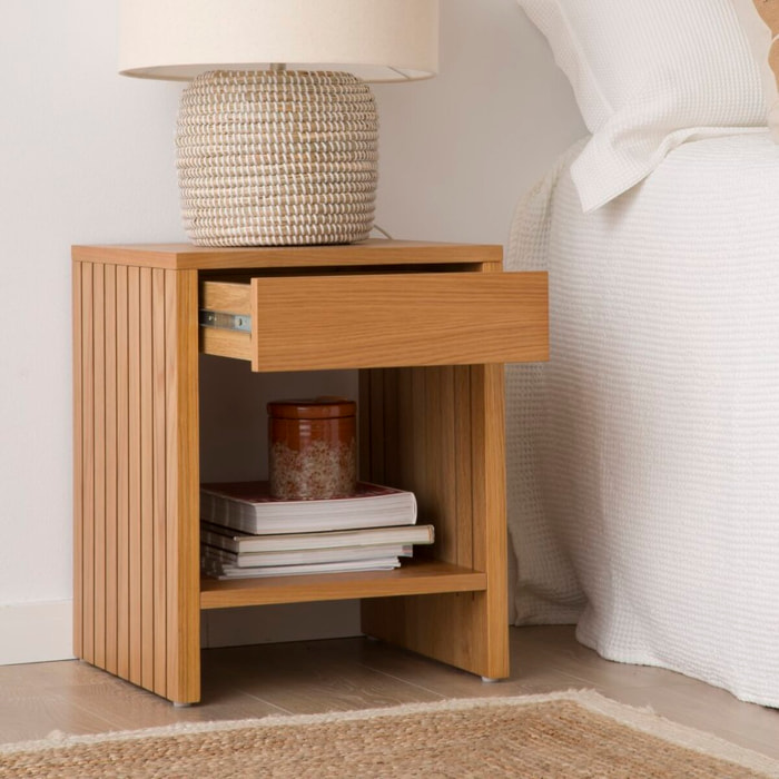 Table de chevet Haiku -tableau en tôle naturelle-couleur chêne naturel 40 x 50 x 40 cm