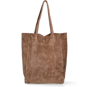 Borsa a mano da donna Made in Italy - Modello Lumena Prime - 100% pelle scamosciata - 28.0 x 35.5 x 12.5 cm