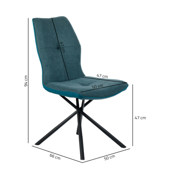 Chaise design en tissu avec piètement en métal noir - ALINE