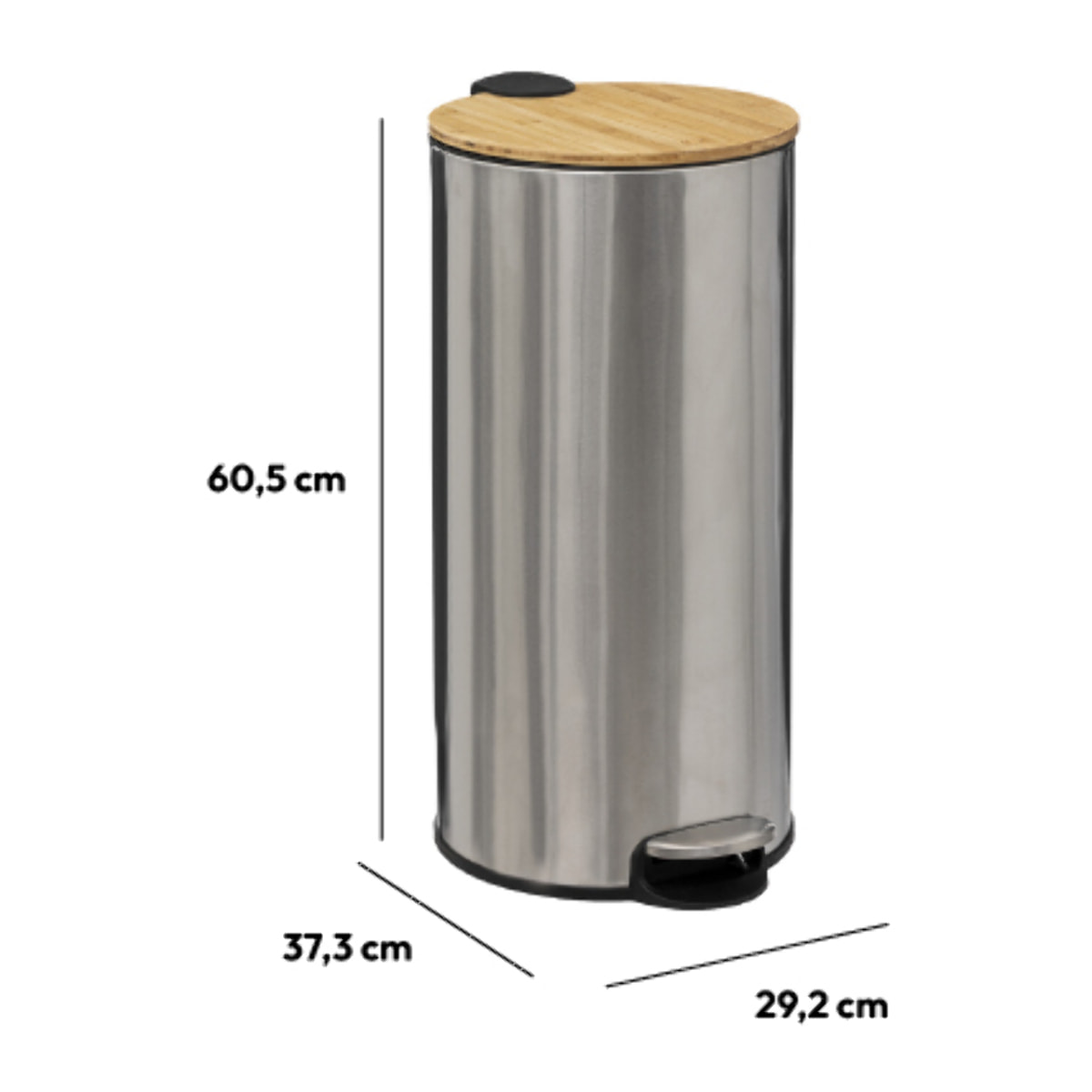 Poubelle couvercle bambou 30L Inox Modern color