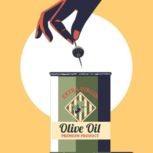 Affiche cuisine Huile d'olive extra Affiche sous cadre noir