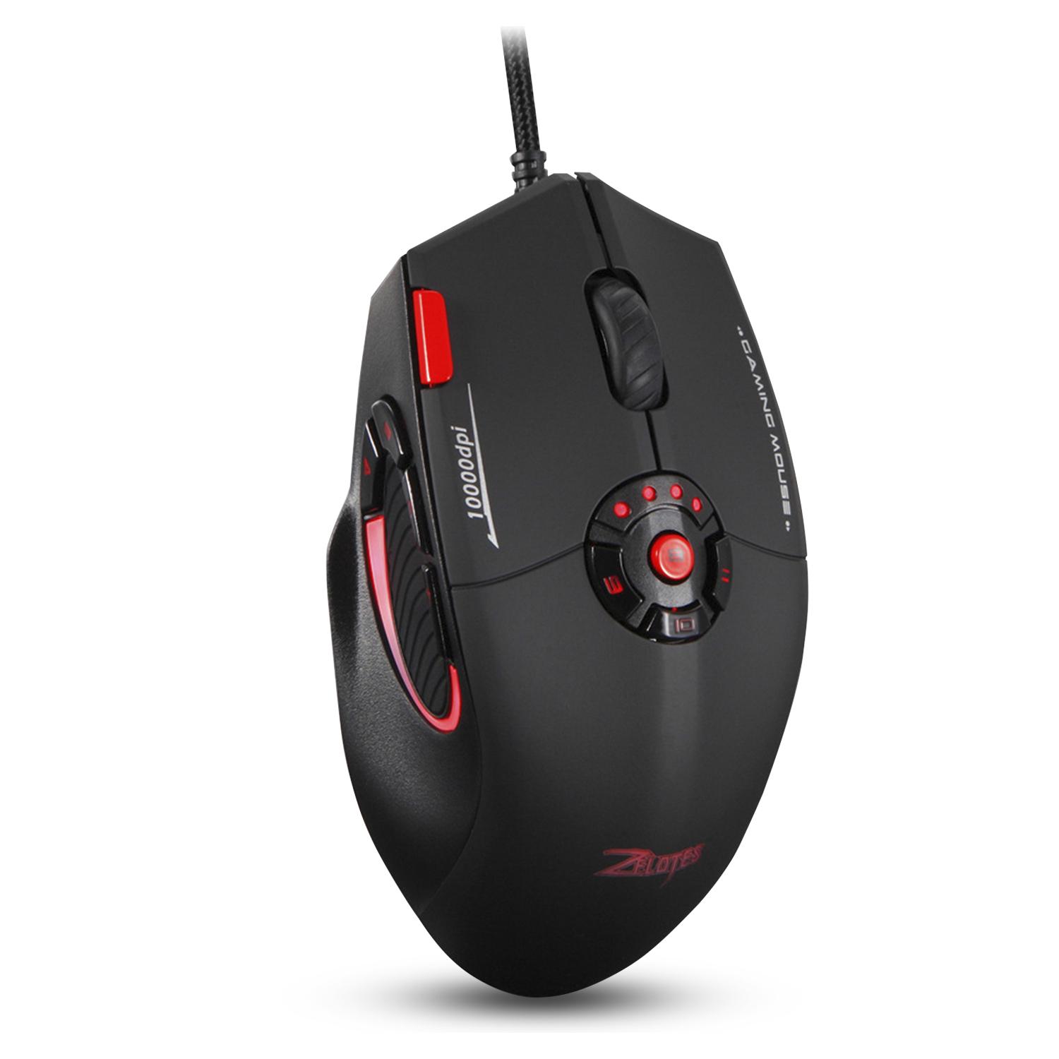 Mouse da gioco C-16, fino a 10.000 DPI, 1000 Hz, 12 pulsanti programmabili, peso regolabile. Illuminazione RGB.