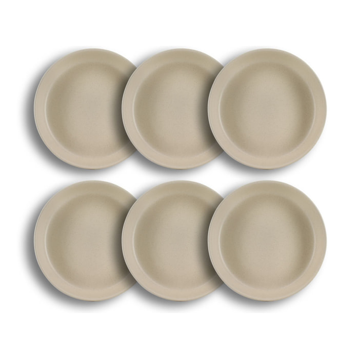 Lot de 6 assiettes creuses beige en grès 20,5cm ARITA