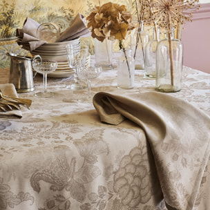 Serviette lin & coton anti tache motif jacquard Mille giverny naturel