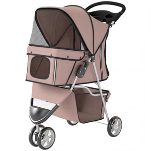Poussette buggy pour chien chat animaux roue avant pivotante 360 degrés café