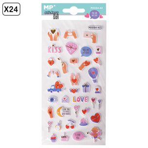 PACK 24 Uds. ADESIVI STICKERS RILIEVO DESIGN AMORE