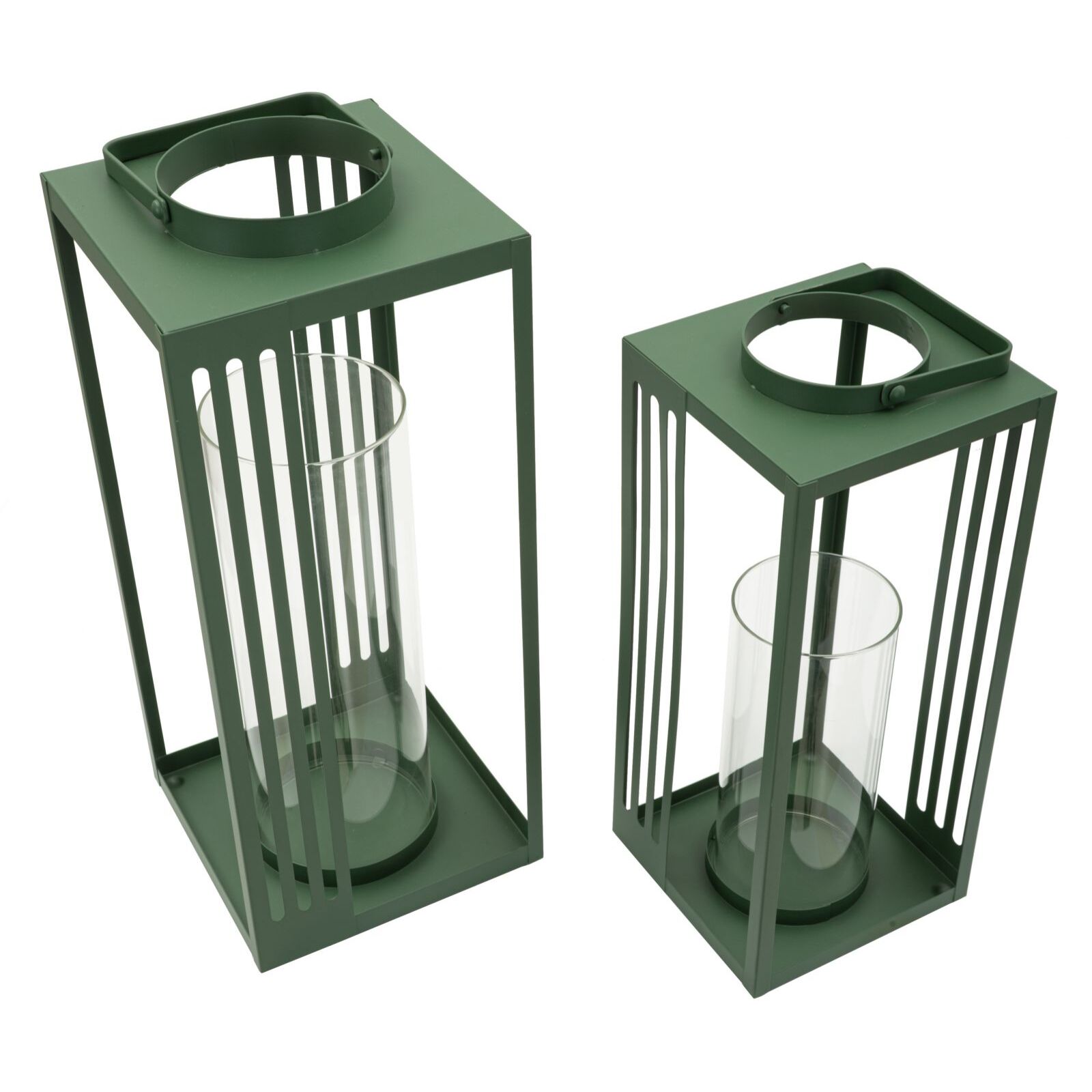 LANTERNE LINEE COPPIA CM 18,3X18,3X43,5-15X15X36,5 (VETRO TEMPERATO)