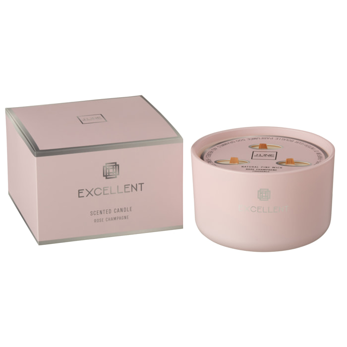 J-Line bougie parfumée Excellent - Rose Chamapgne - verre - rose – large – 40H