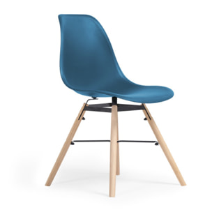 Chaises Arkken assise bleu canard et pieds bois - lot de 2