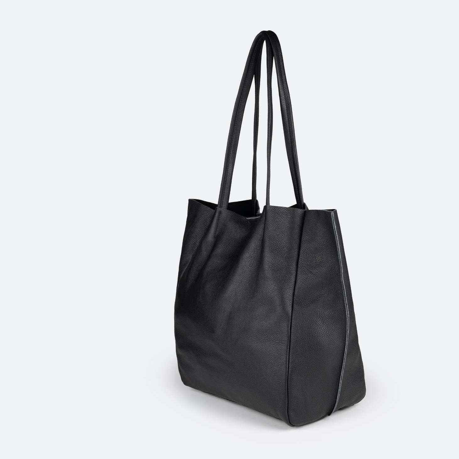 Bolso Shopper de Piel Vacuna Negro | LOFT