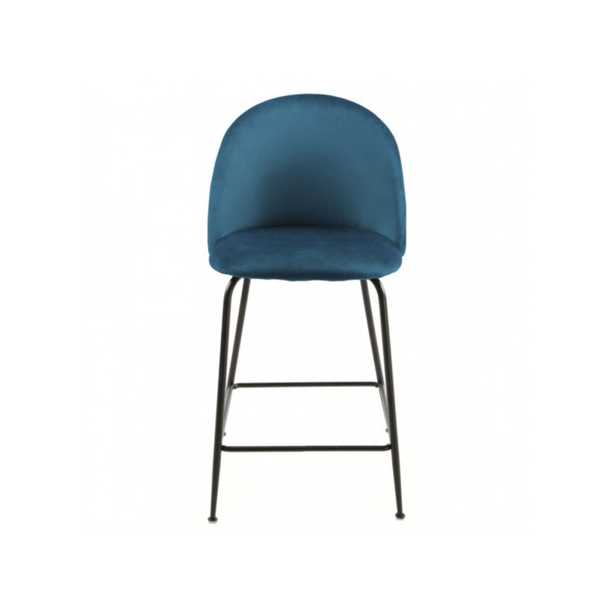 Lot de 2 chaises de bar en velours avec piètement en métal noir - CLEA