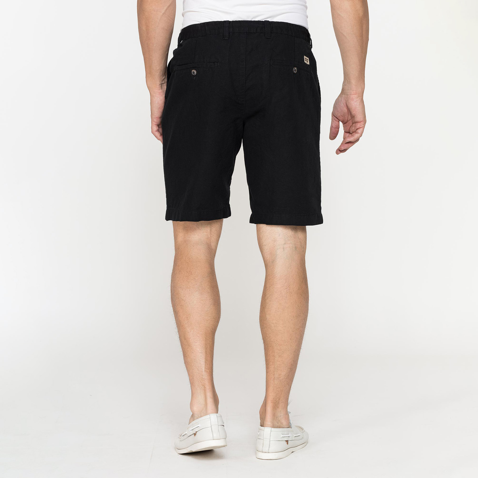 BERMUDA CHINO IN TESSUTO LINO E COTONE CON COULISSE