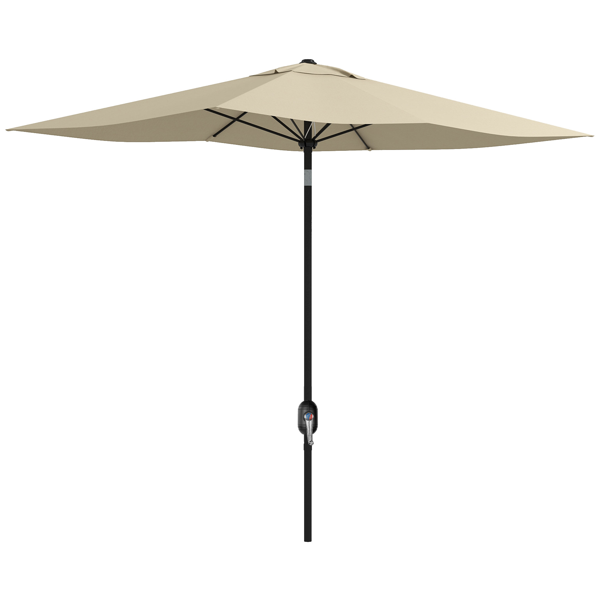 Parasol rectangulaire inclinable de jardin avec manivelle métal polyester haute densité anti UV 50+ beige