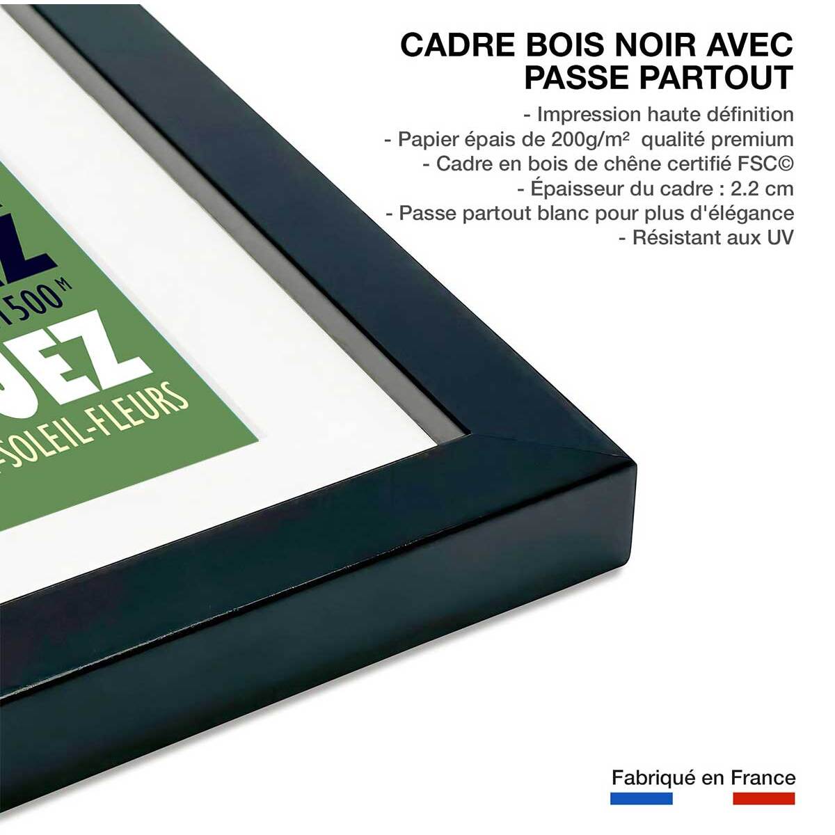 Poster de l'alpe d'huez Affiche + cadre en bois - Noir