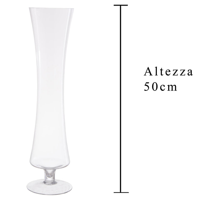 Vaso Con Piedistallo Forma Concava. Altezza 50 Cm - Pezzi 2 - 13X50X13cm - Colore: Incolore - Bianchi Dino - Vasi E Cont. Vetro, Alzate