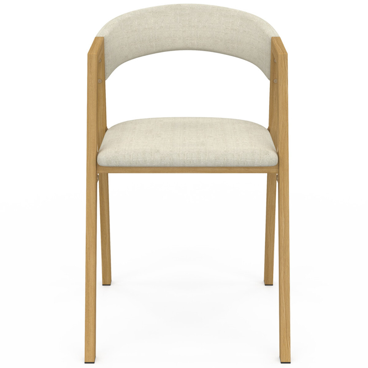 Chaises Enola avec accoudoirs tissu beige pieds effet bois - lot de 6
