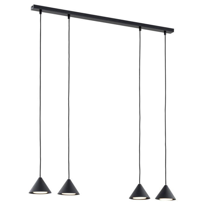 Lampada a sospensione ELIT 4 in acciaio nero opaco