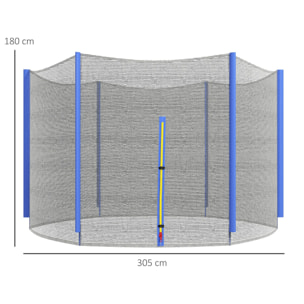 Red de Seguridad para Cama Elástica Ø305 cm Red de Trampolín Redondo para Exterior Protectora para Cama Elástica de 6 Postes Rectos Azul