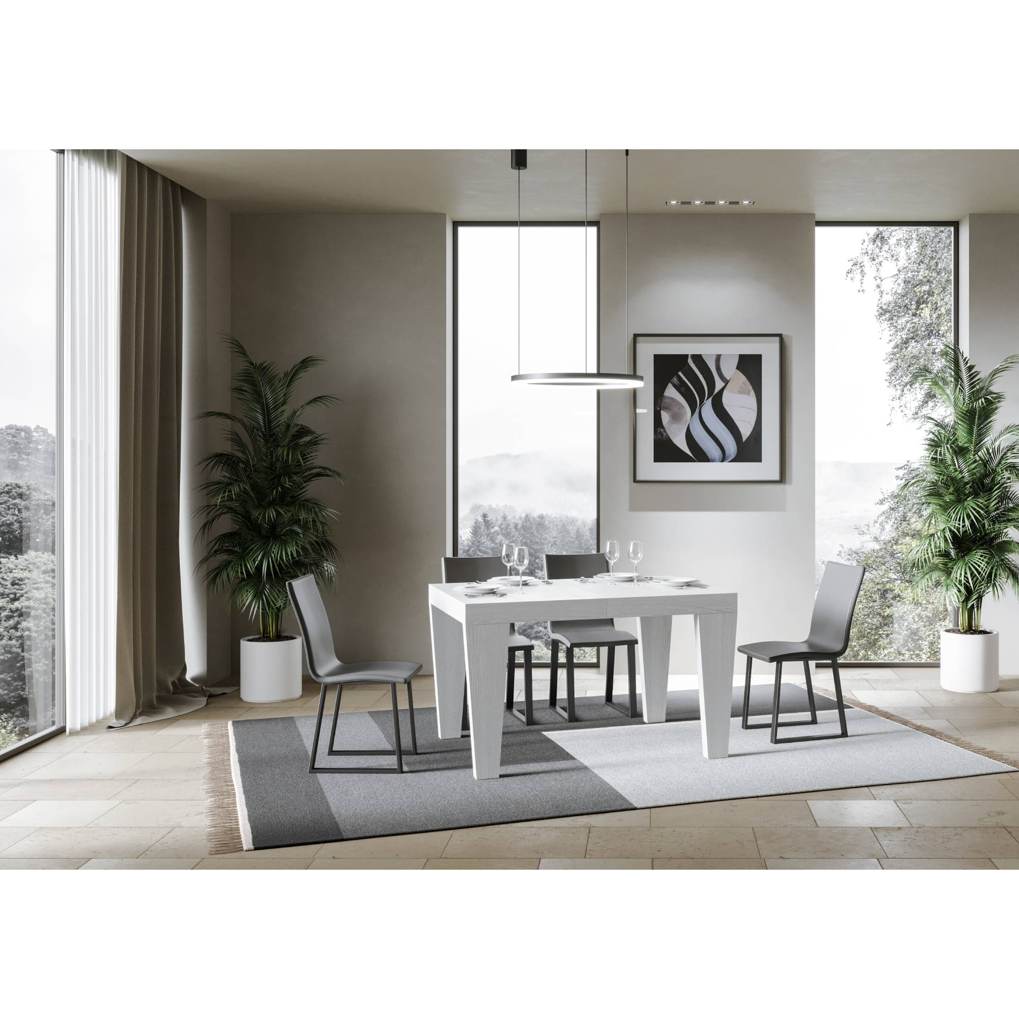 Tavolo allungabile 90x140/400 cm Spimbo bianco frassino