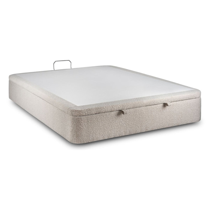 Sommier Coffre en tissu bouclette - Grand espace de rangement et ouverture facile - Montage rapide, adapté à tous les matelas - Hauteur Totale de 39cm - 2 places