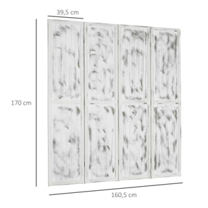 HOMCOM Biombo Plegable de 4 Paneles Separador de Ambientes 160,5x170 cm Divisor de Habitación Decoración Elegante para Dormitorio Salón Cocina Blanco Rústico