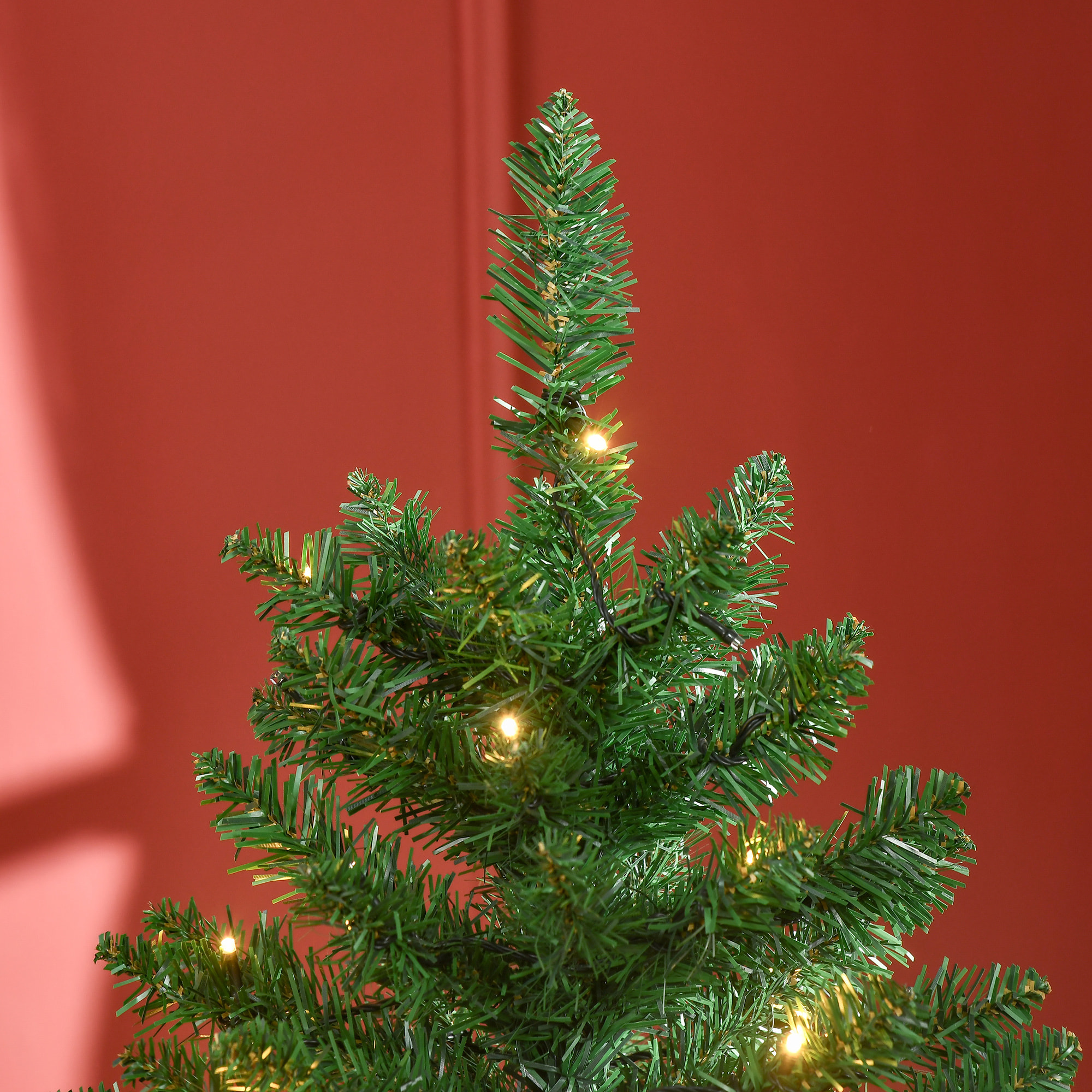 árbol de Navidad Artificial Altura 150 cm Ignífugo con 502 Ramas 150 Luces LED