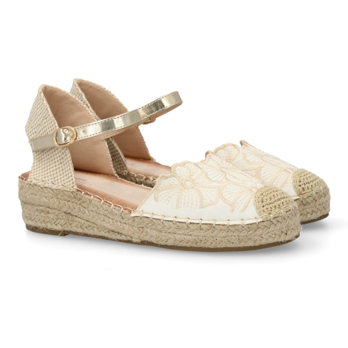 Sandalia de cuña de yute para mujer, comodas y elegantes, diseño de flores