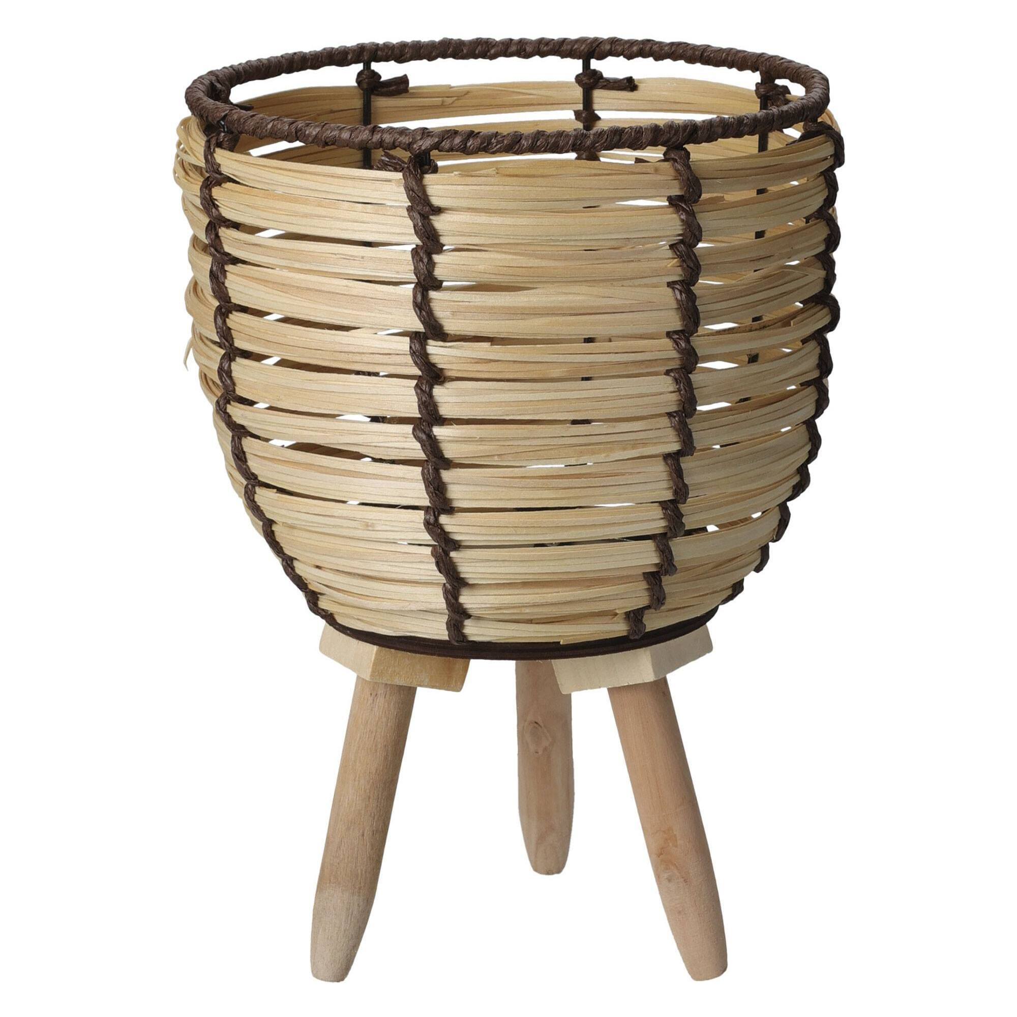 Well home juego de 2 cestas maceteros de madera con patas ø21ø27cm