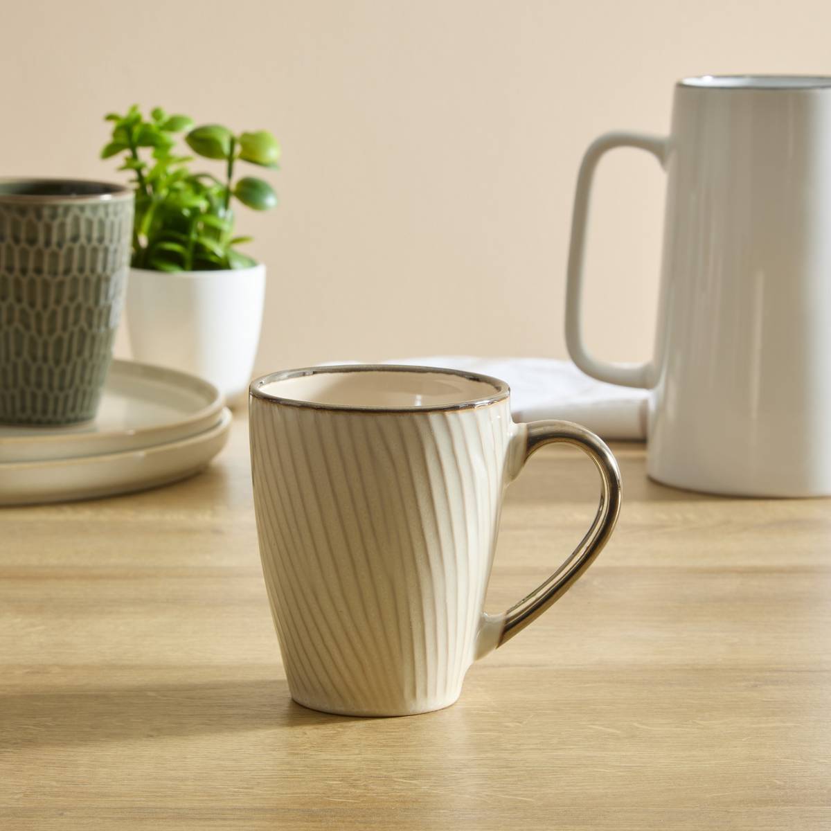 Mug à rayures Ella 35cl blanc